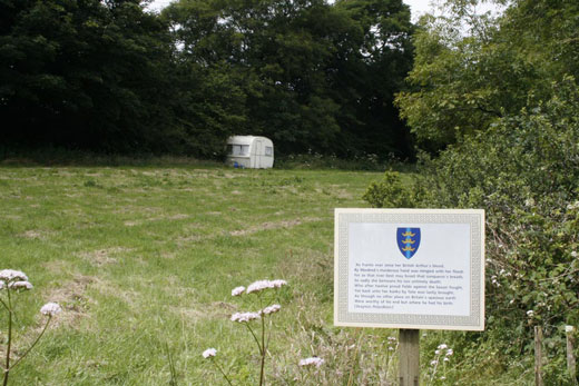Merlin's caravan in the background